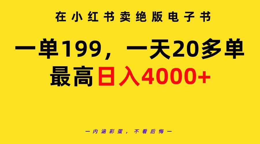 （9401期）在小红书卖绝版电子书，一单199 一天最多搞20多单，最高日入4000+教程+资料-枫客网创