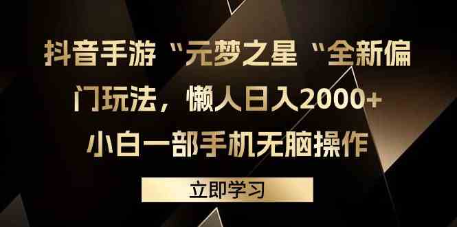 （9456期）抖音手游“元梦之星“全新偏门玩法，懒人日入2000+，小白一部手机无脑操作-花生资源网