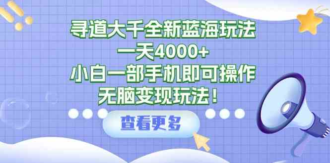 （9479期）寻道大千全新蓝海玩法，一天4000+，小白一部手机即可操作，无脑变现玩法！-创享网