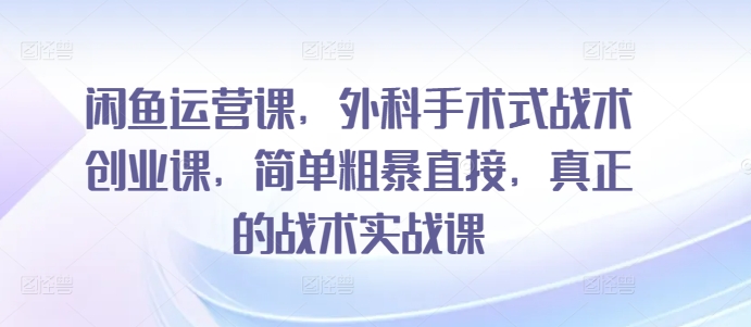 闲鱼运营课，外科手术式战术创业课，简单粗暴直接，真正的战术实战课-HAC社区