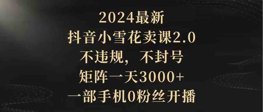 （9639期）2024最新抖音小雪花卖课2.0 不违规 不封号 矩阵一天3000+一部手机0粉丝开播-枫客网创