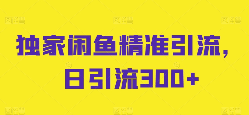 独家闲鱼精准引流，日引流300+-西遇屋